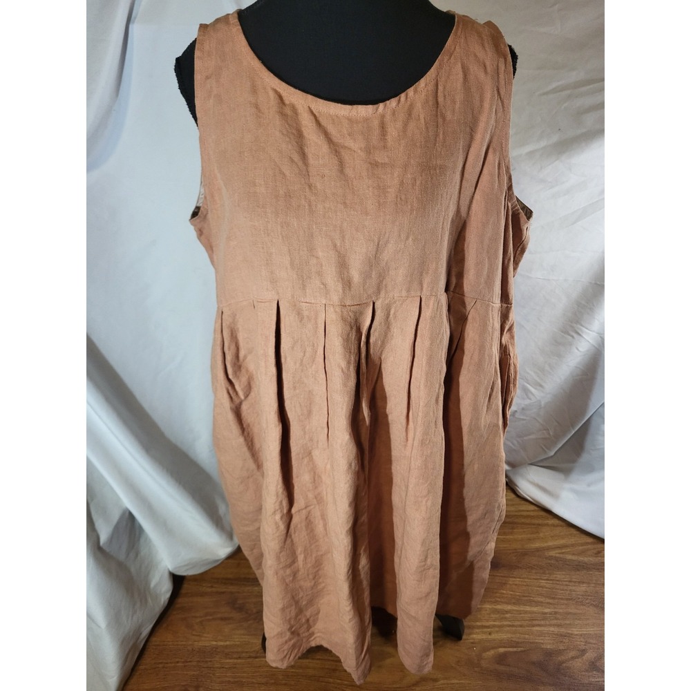 Artemesia 100% Linen Size S Lt Terracotta Sleeveless Dress